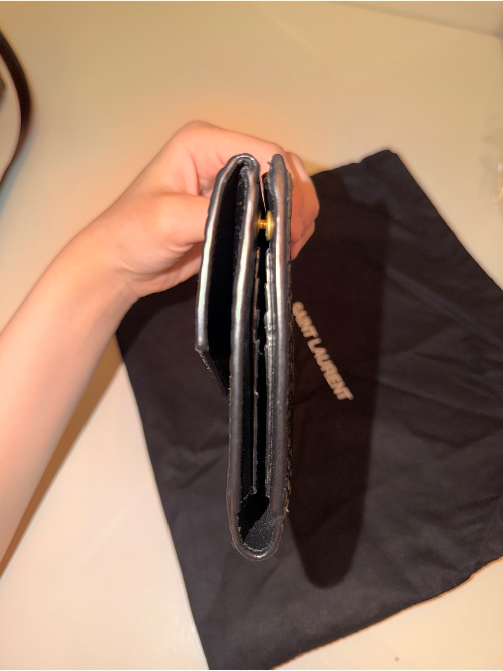 SAINT LAURENT Uptown Clutch In Croc-Embossed Leather Black Wallet - Picture 7 of 8
